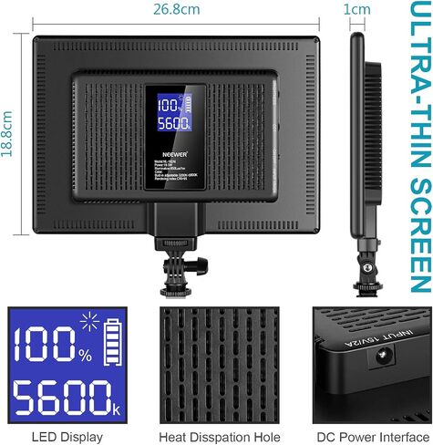 Neewer 105W RGB LED لوحة فيديو LED KIT مع أبواب الحظيرة ، 1200 LEDS 31500LUX@0.5M 2500K-10000K CRI96+/TLCI97+ DIMMABLE ، APP/2.4G/PANES in Kuwait