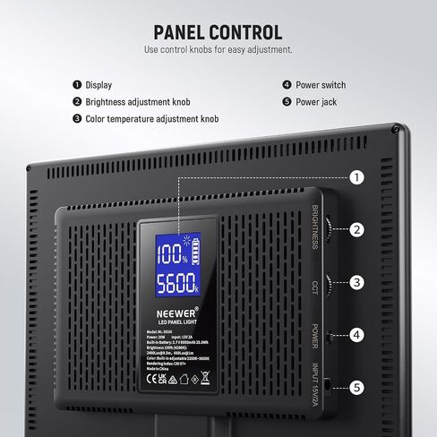 Neewer 105W RGB LED لوحة فيديو LED KIT مع أبواب الحظيرة ، 1200 LEDS 31500LUX@0.5M 2500K-10000K CRI96+/TLCI97+ DIMMABLE ، APP/2.4G/PANES in Kuwait