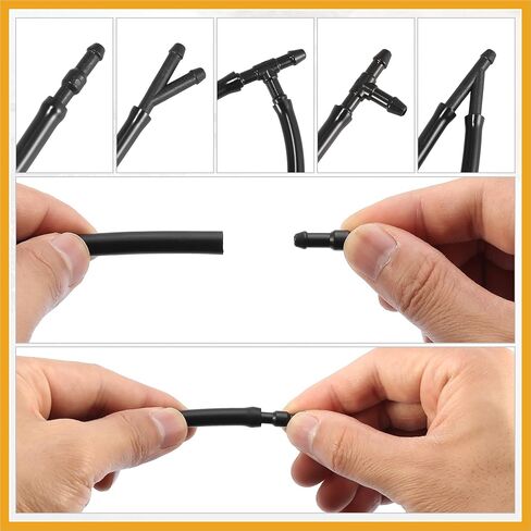 Front Windshield Wiper Nozzles Kit for Cadillac CTS with Gaskets 2.5 Meter Fluid Hose - Pack of 6 Black Replacement in Saudi Arabia
