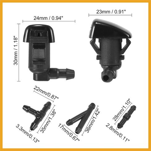 Front Windshield Wiper Nozzles Kit for Cadillac CTS with Gaskets 2.5 Meter Fluid Hose - Pack of 6 Black Replacement in Saudi Arabia