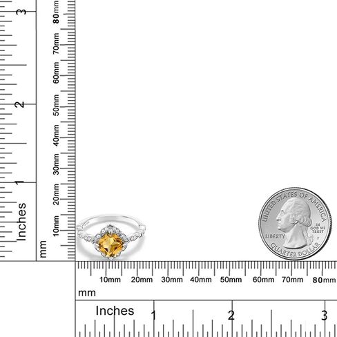 Gem Stone King 7MM Cushion Cut Gemstone Birthstone and White Moissanite Solitaire Engagement Ring For Women | 925 Sterling Silver | Available in Size 5, 6, 7, 8, 9 in Saudi Arabia