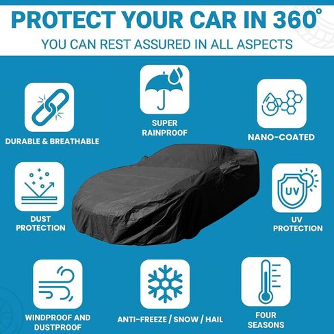 Car Cover for All Weather Rain Snow Hail UV Waterproof Fit 1988 1989 1990 1991 1992 1993 Mercedes-Benz 300SE 300SEL -Ultimate Protect (Gray) in Saudi Arabia