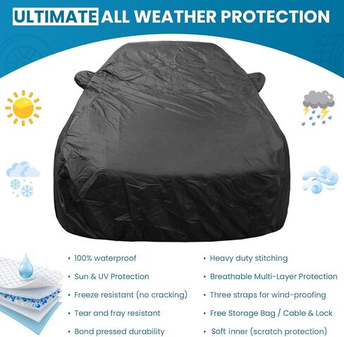 Car Cover for All Weather Rain Snow Hail UV Waterproof Fit 1988 1989 1990 1991 1992 1993 Mercedes-Benz 300SE 300SEL -Ultimate Protect (Gray) in Saudi Arabia