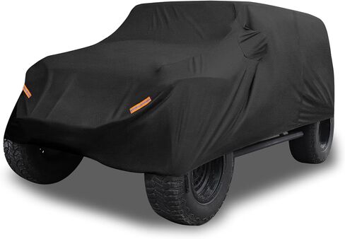 ACROPIX 210D Black Car Cover Waterproof All Weather Full Exterior Cover Rain Hail Sun Protector Car Cover Fit for Jeep Wrangler 4DR - Pack of 1 in Saudi Arabia