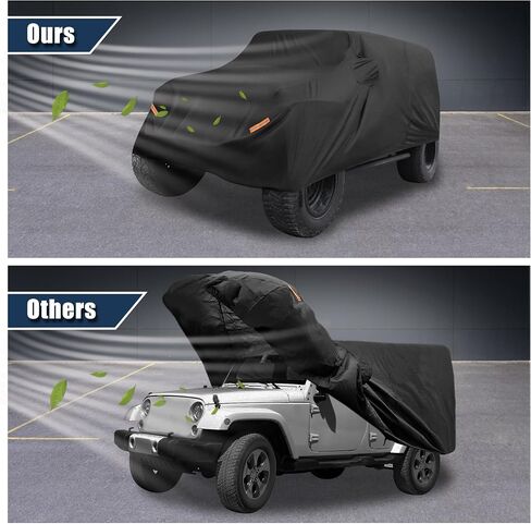 ACROPIX 210D Black Car Cover Waterproof All Weather Full Exterior Cover Rain Hail Sun Protector Car Cover Fit for Jeep Wrangler 4DR - Pack of 1 in Saudi Arabia