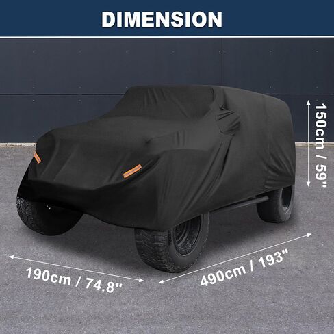 ACROPIX 210D Black Car Cover Waterproof All Weather Full Exterior Cover Rain Hail Sun Protector Car Cover Fit for Jeep Wrangler 4DR - Pack of 1 in Saudi Arabia