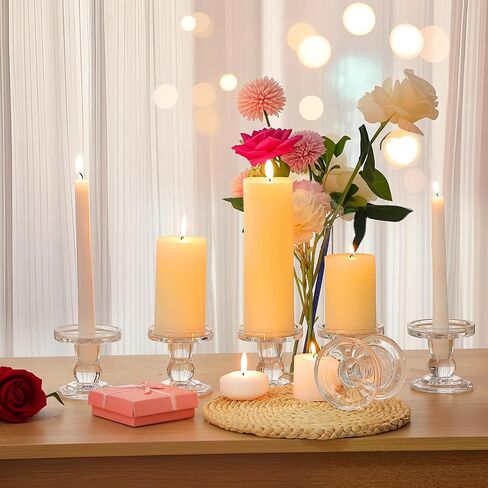 24 Set Glass Hurricane Candle Holders 12.6" Open Ended Glass Candleholder Tube Shape Bottomless and 2.2" Taper Clear Candlestick Holders for Wedding Party Table Centerpiece in Saudi Arabia