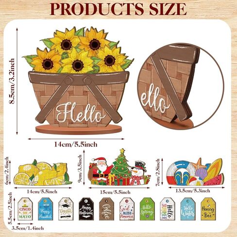 34 Pcs Interchangeable Truck Sign Seasonal Holiday Tiered Tray Decor Farmhouse Rustic DIY Welcome Wood Home Table Centerpiece Ornament for Fall Halloween Thanksgiving Birthday Gift in Kuwait