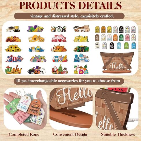 34 Pcs Interchangeable Truck Sign Seasonal Holiday Tiered Tray Decor Farmhouse Rustic DIY Welcome Wood Home Table Centerpiece Ornament for Fall Halloween Thanksgiving Birthday Gift in Kuwait