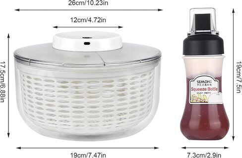 Vegetables Washer Dryer,4L Large Capacity Fruit Vegetable Strainer Spinner,USB Electric Salad Lettuce Spinner,Automatic Compact Salad Cleaner and Dryer for Home Kitchen(White) in Saudi Arabia