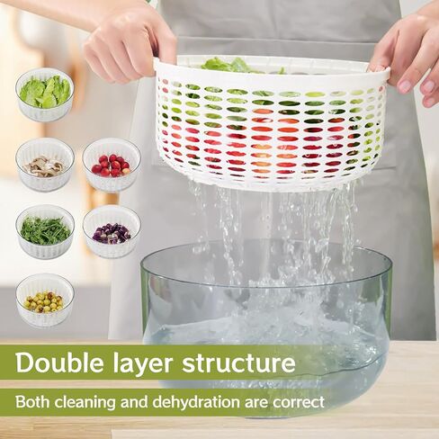 Vegetables Washer Dryer,4L Large Capacity Fruit Vegetable Strainer Spinner,USB Electric Salad Lettuce Spinner,Automatic Compact Salad Cleaner and Dryer for Home Kitchen(White) in Saudi Arabia