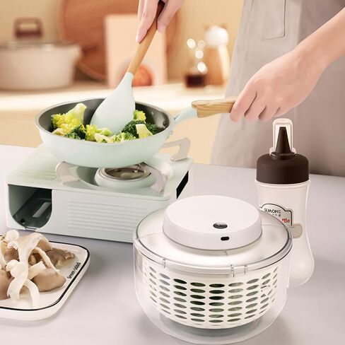 Vegetables Washer Dryer,4L Large Capacity Fruit Vegetable Strainer Spinner,USB Electric Salad Lettuce Spinner,Automatic Compact Salad Cleaner and Dryer for Home Kitchen(White) in Saudi Arabia