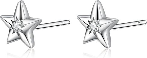 Rnivida 925 Sterling Silver Moon Stud Earrings, Hypoallergenic Dainty Earrings for Women in Saudi Arabia