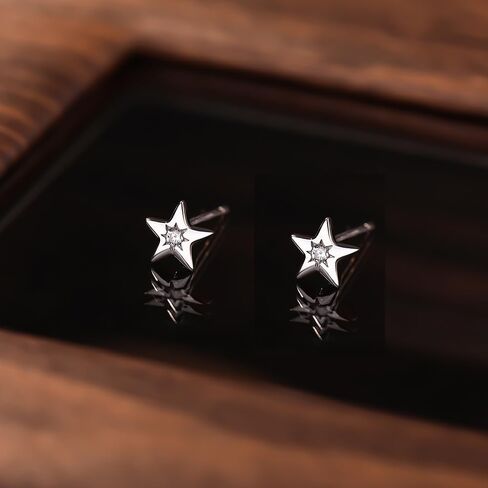 Rnivida 925 Sterling Silver Moon Stud Earrings, Hypoallergenic Dainty Earrings for Women in Saudi Arabia