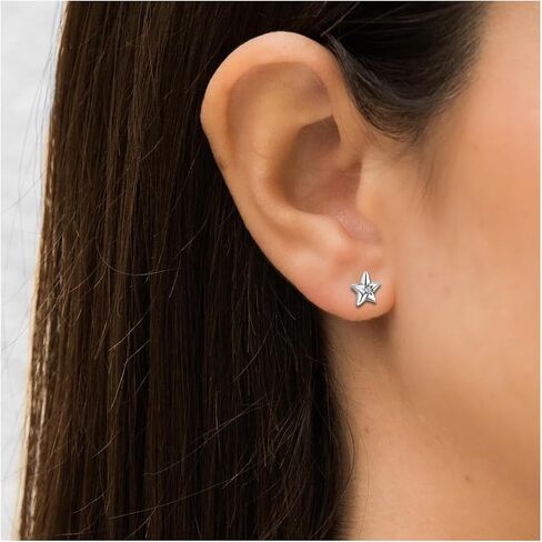 Rnivida 925 Sterling Silver Moon Stud Earrings, Hypoallergenic Dainty Earrings for Women in Saudi Arabia