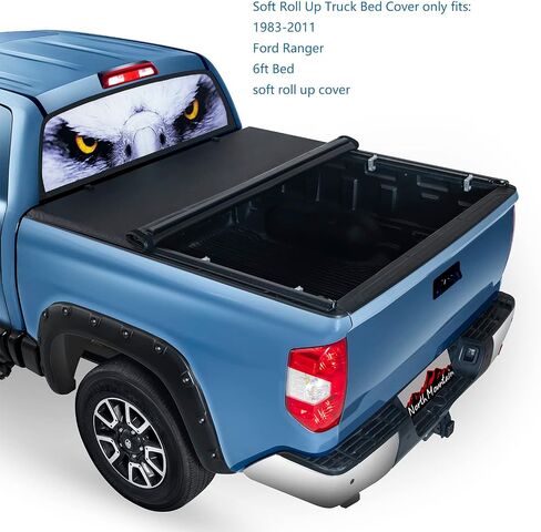 غطاء تونيو للشاحنة الناعمة القابلة للطي من North Mountain لسرير شاحنة بيك أب Ford Ranger بطول 6 أقدام، يناسب 1983-2011 Ford Ranger بطول 6 أقدام Fleetside/Styleside Bed (72 بوصة)، وليس لسرير Flareside/Stepside in Kuwait