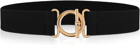 Women Stretch Belt, Invisible Skinny Waist Belts Adjustable Waist Web Strap Black Non Slip Waists Stretch Belt with Gold Flat Buckle For Jeans Pants Dresses in Saudi Arabia