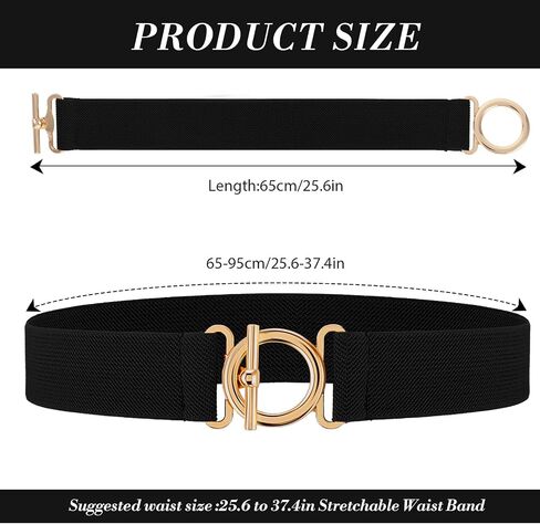 Women Stretch Belt, Invisible Skinny Waist Belts Adjustable Waist Web Strap Black Non Slip Waists Stretch Belt with Gold Flat Buckle For Jeans Pants Dresses in Saudi Arabia