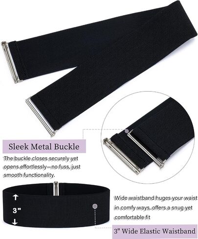 Women's 3" Extra Wide Belt Stretchy Waist cinch Belt Vintage Elastic Waistband Corset Gold/Silver Buckle Belts for Women in Kuwait