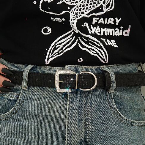 Glitter Belt Women Sparkly Belt Shiny Disco Belts Waist Accessories for Jeans Dress in Kuwait