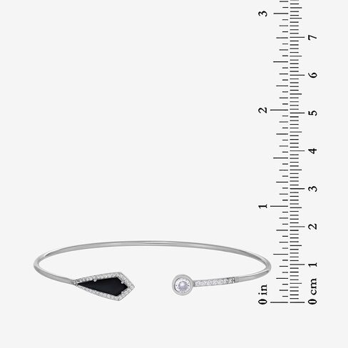 Helen Andrews Sterling Silver Cuff Bangle Bracelet with 14x5mm Black Onyx and White Cubic Zirconia in Saudi Arabia