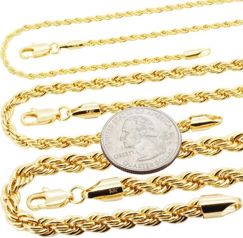 14K Gold Filled 1.5-6MM Rope Chain Necklace Bracelet For Women & Men 8″-24″ in Saudi Arabia