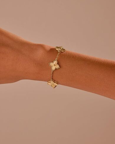 14K Gold Plated Four Leaf Clover Bracelet for Women Dupes Stainless Steel Link Bracelet Wrist Fashion Jewelry in Saudi Arabia