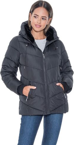 Sebby S.E.B Women's Puffer Jacket with Cozy Faux Fur - in Saudi Arabia