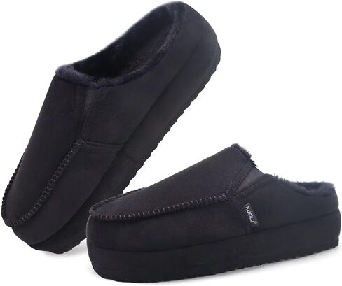 KuaiLu Womens Clog Slippers Cozy Suede Warm Plush Lined Arch Support Faux Fur House Ladies Bedroom Slippers Comfy Orthotic Memory Foam Plantar Fasciitis Home Indoor Outdoor Shoes Brown US8 in Kuwait