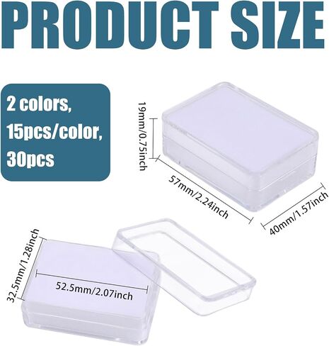 CHGCRAFT 30 Pcs 2 Colors Mini Rectangle Stone Box Small Loose Diamond Gemstone Display Case with Clear Top Lids and Sponge, Black and White, 2.2×1.6 Inch in Saudi Arabia