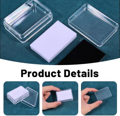 CHGCRAFT 30 Pcs 2 Colors Mini Rectangle Stone Box Small Loose Diamond Gemstone Display Case with Clear Top Lids and Sponge, Black and White, 2.2×1.6 Inch in Saudi Arabia