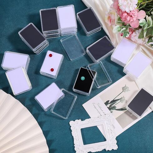 CHGCRAFT 30 Pcs 2 Colors Mini Rectangle Stone Box Small Loose Diamond Gemstone Display Case with Clear Top Lids and Sponge, Black and White, 2.2×1.6 Inch in Saudi Arabia
