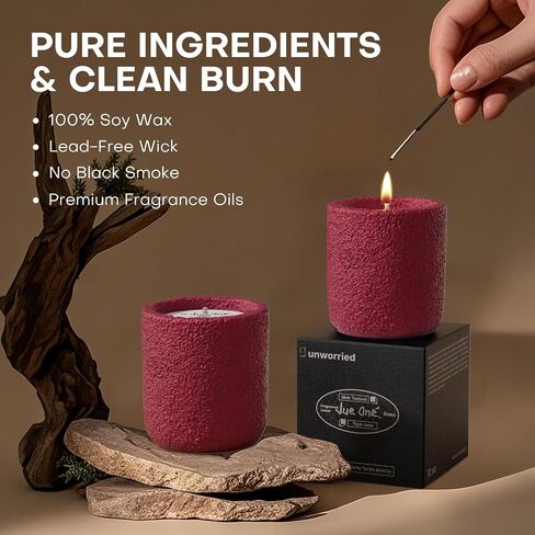 Scented Candles for Home, Natural Soy Wax Candle Gift, Non-Toxic Cement Jar Candles, Luxury Aromatherapy for Stress Relief, Housewarming Gifts, Highly Scented, Home Décor, Amber Patchouli in Saudi Arabia