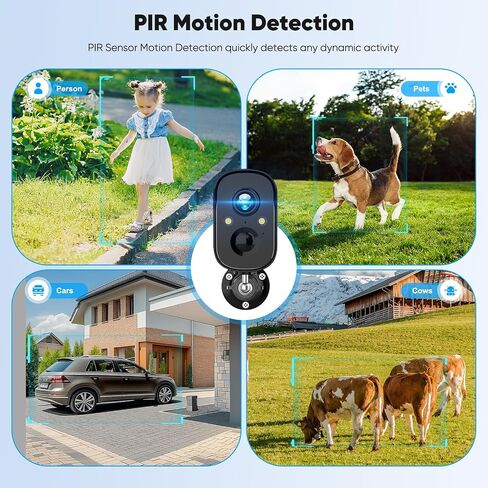 Solar Security Cameras Wireless Outdoor, 2K Solar Camera Wireless for Home, Color Night Vision, PIR Motion Detection, IP66 Waterproof, Cloud Storage/SD Card, Instant Alerts, 2.4GHz WiFi in Saudi Arabia