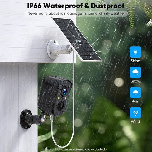 Solar Security Cameras Wireless Outdoor, 2K Solar Camera Wireless for Home, Color Night Vision, PIR Motion Detection, IP66 Waterproof, Cloud Storage/SD Card, Instant Alerts, 2.4GHz WiFi in Saudi Arabia