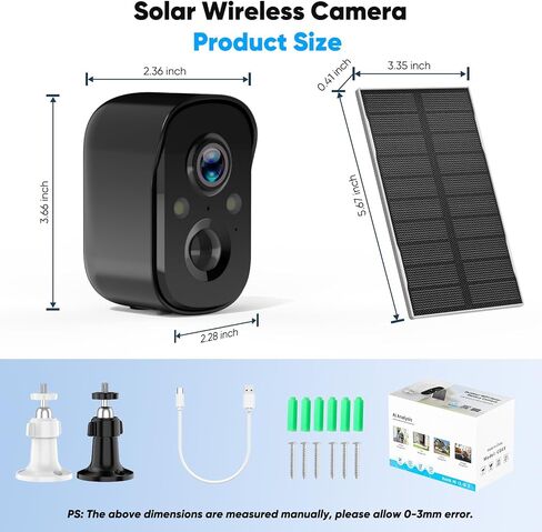 Solar Security Cameras Wireless Outdoor, 2K Solar Camera Wireless for Home, Color Night Vision, PIR Motion Detection, IP66 Waterproof, Cloud Storage/SD Card, Instant Alerts, 2.4GHz WiFi in Saudi Arabia