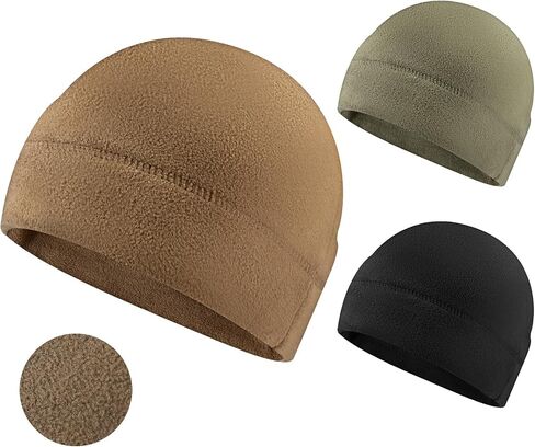 3 Pcs Waterproof Fleece Watch Cap Winter Warm Military Skull Beanie Hat Outdoor Tactical Microfleece Beanie for Men Multicolor in Saudi Arabia