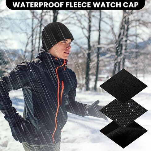 3 Pcs Waterproof Fleece Watch Cap Winter Warm Military Skull Beanie Hat Outdoor Tactical Microfleece Beanie for Men Multicolor in Saudi Arabia