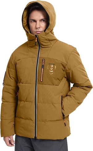 Men's Puffer Jacket Hooded Down Coat Water-Resistant Warm Winter Coats Insulated Windproof Outerwear in Saudi Arabia