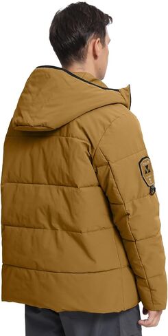 Men's Puffer Jacket Hooded Down Coat Water-Resistant Warm Winter Coats Insulated Windproof Outerwear in Saudi Arabia