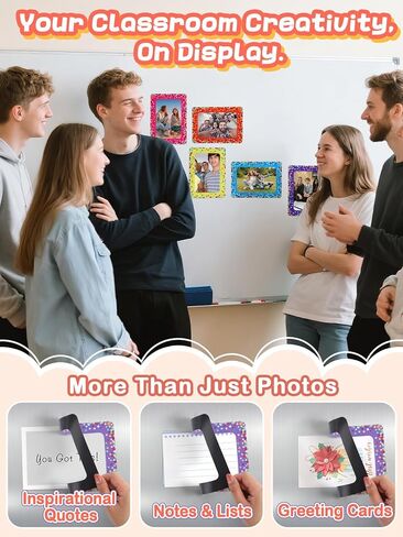 ANPHSIN 12 packs Magnetic Picture Frames for Locker Decorations - Magnetic Photo Frames for Fridge 4x6, Photo Magnets for Refrigerator Gifts Back to School Locker Accessories, Shiny Dots in Kuwait