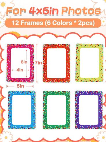 ANPHSIN 12 packs Magnetic Picture Frames for Locker Decorations - Magnetic Photo Frames for Fridge 4x6, Photo Magnets for Refrigerator Gifts Back to School Locker Accessories, Shiny Dots in Kuwait