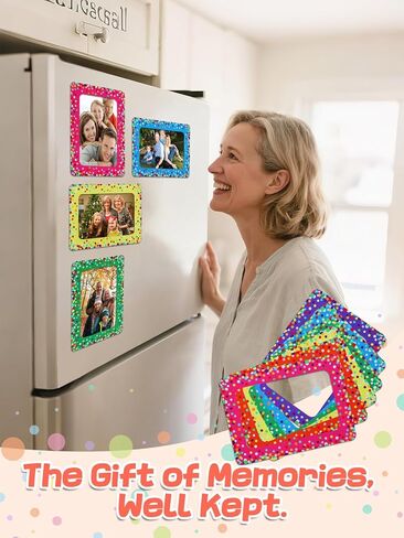 ANPHSIN 12 packs Magnetic Picture Frames for Locker Decorations - Magnetic Photo Frames for Fridge 4x6, Photo Magnets for Refrigerator Gifts Back to School Locker Accessories, Shiny Dots in Kuwait
