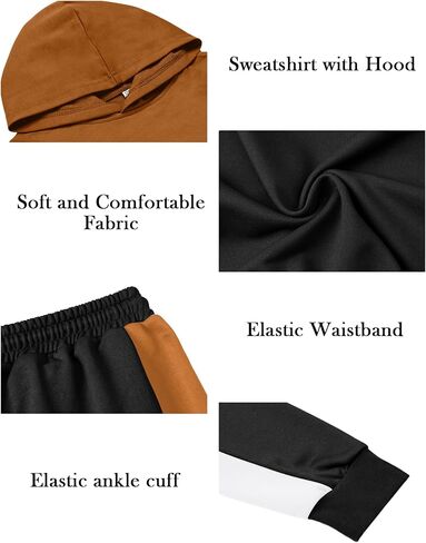 طقم بدلة رياضية نشطة للأولاد من Babioboa مكونة من قطعتين، سويت شيرت بقلنسوة وأكمام طويلة وسروال رياضي للأولاد بمقاسات 5-14 in Kuwait