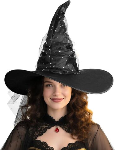 قبعة ساحرة على شكل قطة مرحة للنساء | قبعة أزياء الهالوين | قبعة ساحرة سوداء in Kuwait