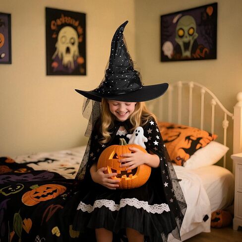 قبعة ساحرة على شكل قطة مرحة للنساء | قبعة أزياء الهالوين | قبعة ساحرة سوداء in Kuwait