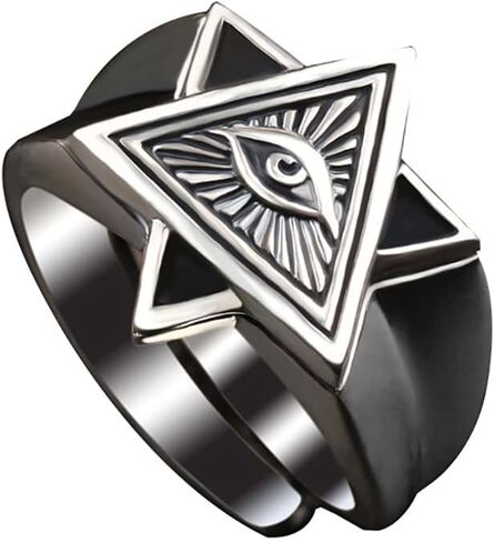 Vintage Eye of God Expandable Stacking Ring for Women Men All Seeing Eyes of Providence Pyramid Triangle Open Adjustable Finger Bands Wrap Statement Rings Fashion Jewelry Gifts in Saudi Arabia