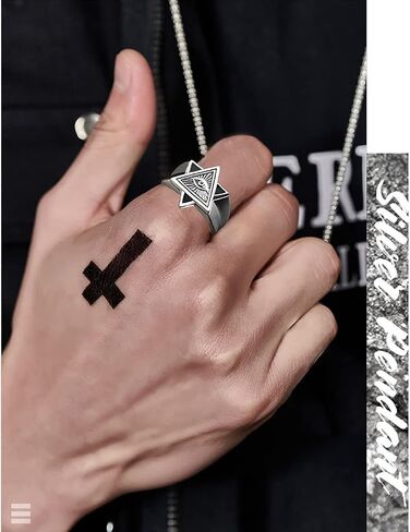 Vintage Eye of God Expandable Stacking Ring for Women Men All Seeing Eyes of Providence Pyramid Triangle Open Adjustable Finger Bands Wrap Statement Rings Fashion Jewelry Gifts in Saudi Arabia