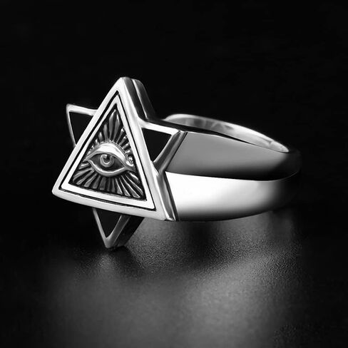 Vintage Eye of God Expandable Stacking Ring for Women Men All Seeing Eyes of Providence Pyramid Triangle Open Adjustable Finger Bands Wrap Statement Rings Fashion Jewelry Gifts in Saudi Arabia