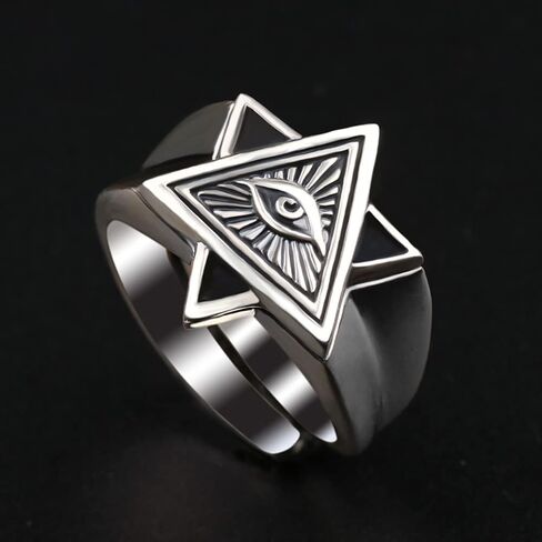 Vintage Eye of God Expandable Stacking Ring for Women Men All Seeing Eyes of Providence Pyramid Triangle Open Adjustable Finger Bands Wrap Statement Rings Fashion Jewelry Gifts in Saudi Arabia